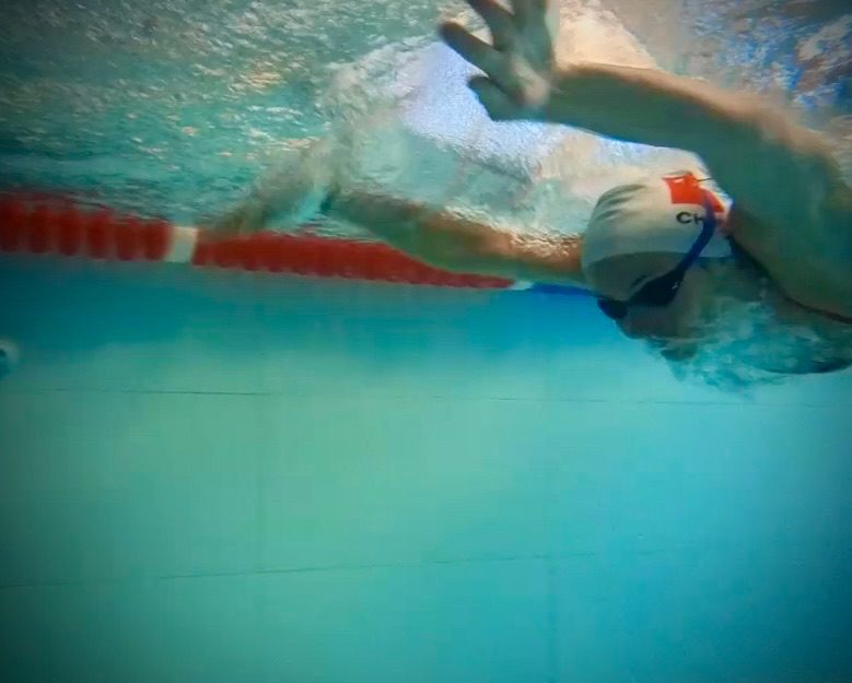 Freestyle stroke seen from underwater